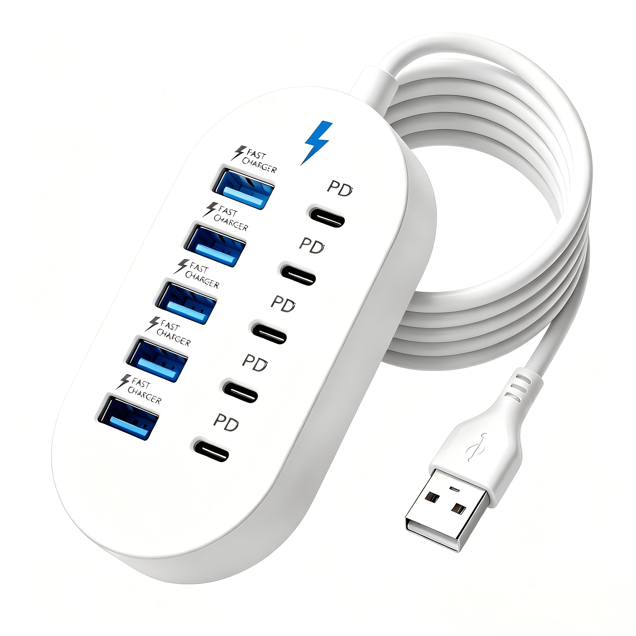 2026 Novo Yumknow-C10-v-1-5*Type-C PD+5*USB-A Vrata, Primerno za Prenosnike/Tablice/Več , Delovni Power , Kompaktna Zasnova, Visokohitrostno