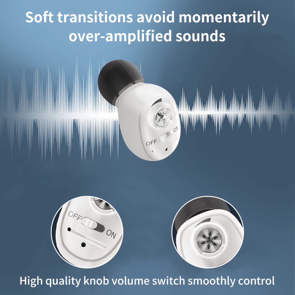 2+1pc Hearing Amplifier, USB Rechargeable With Charging Box, Adjustable Volume Control, Invisible In-ear Sound Amplifier, Long Battery Life, Suitable For Daily Outdoor And Family Gatherings, Call
