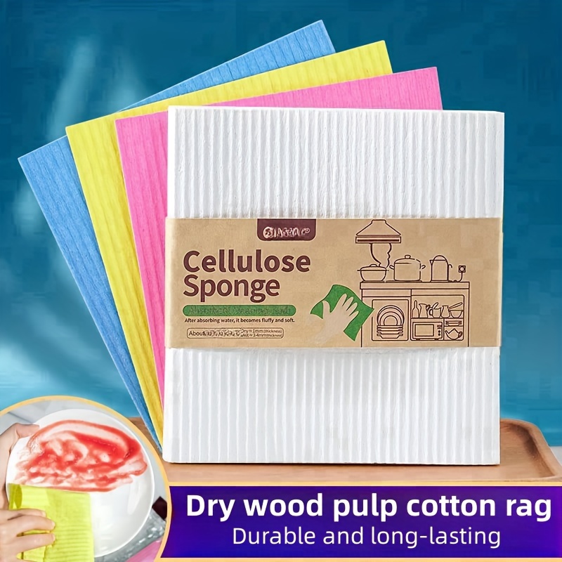 A Set of Large Cellulose Sponge Cloths for Washing Dishes And Cleaning The Kitchen, Designed Specifically for Household Chores. These Absorbent, Lint-Free Dishcloths Come in Various Color Combinations.