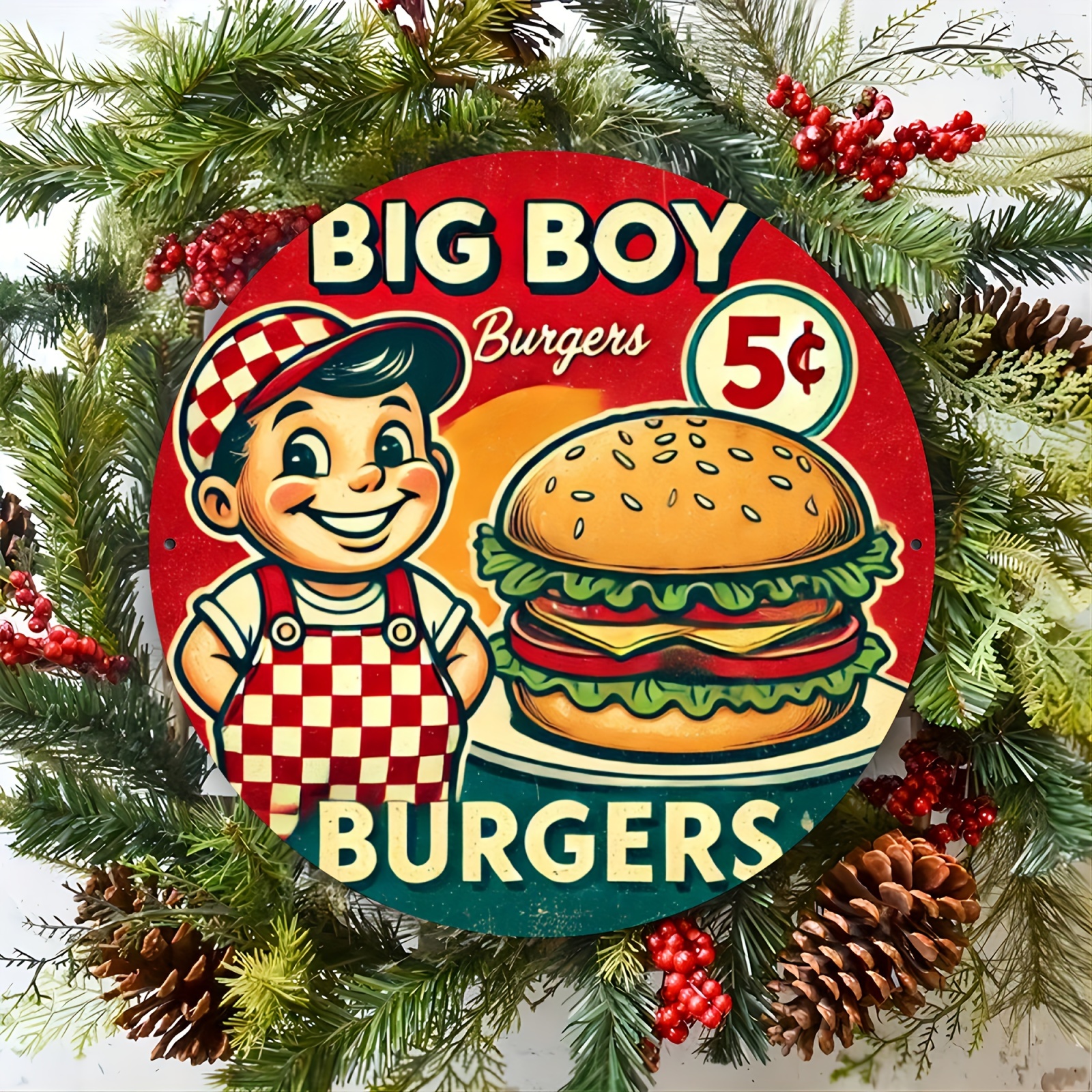 

Vintage Big Boy Hamburger Metal Tin Sign - 8x8 Inch, Home, Kitchen, Dining Room, Bedroom, Garden, Bathroom, Garage, Hotel, Office, Bakery Decor