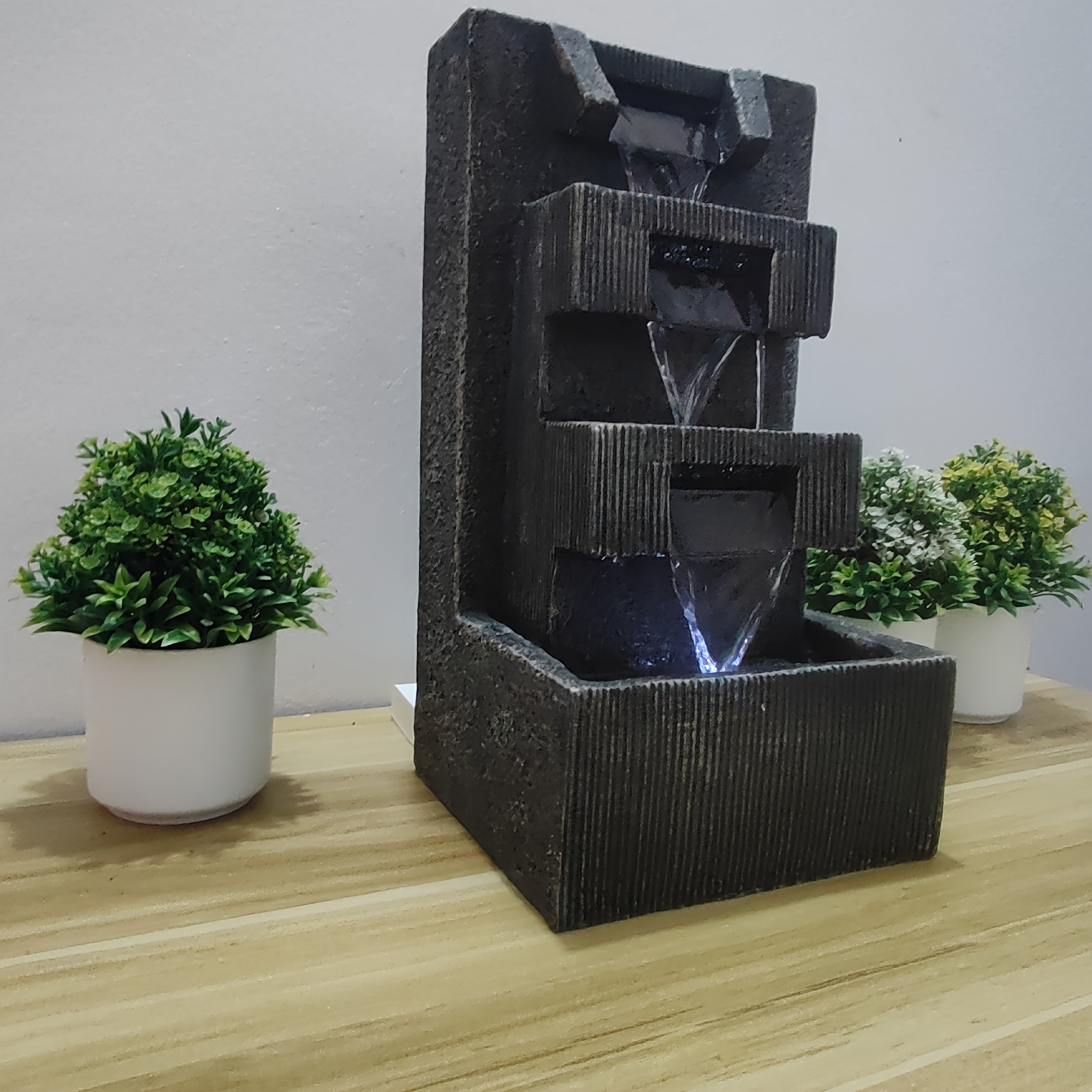 1pc modern european style floor standing fountain ornament suitable for   room types courtyard and holiday decoration gift resin material usb powered