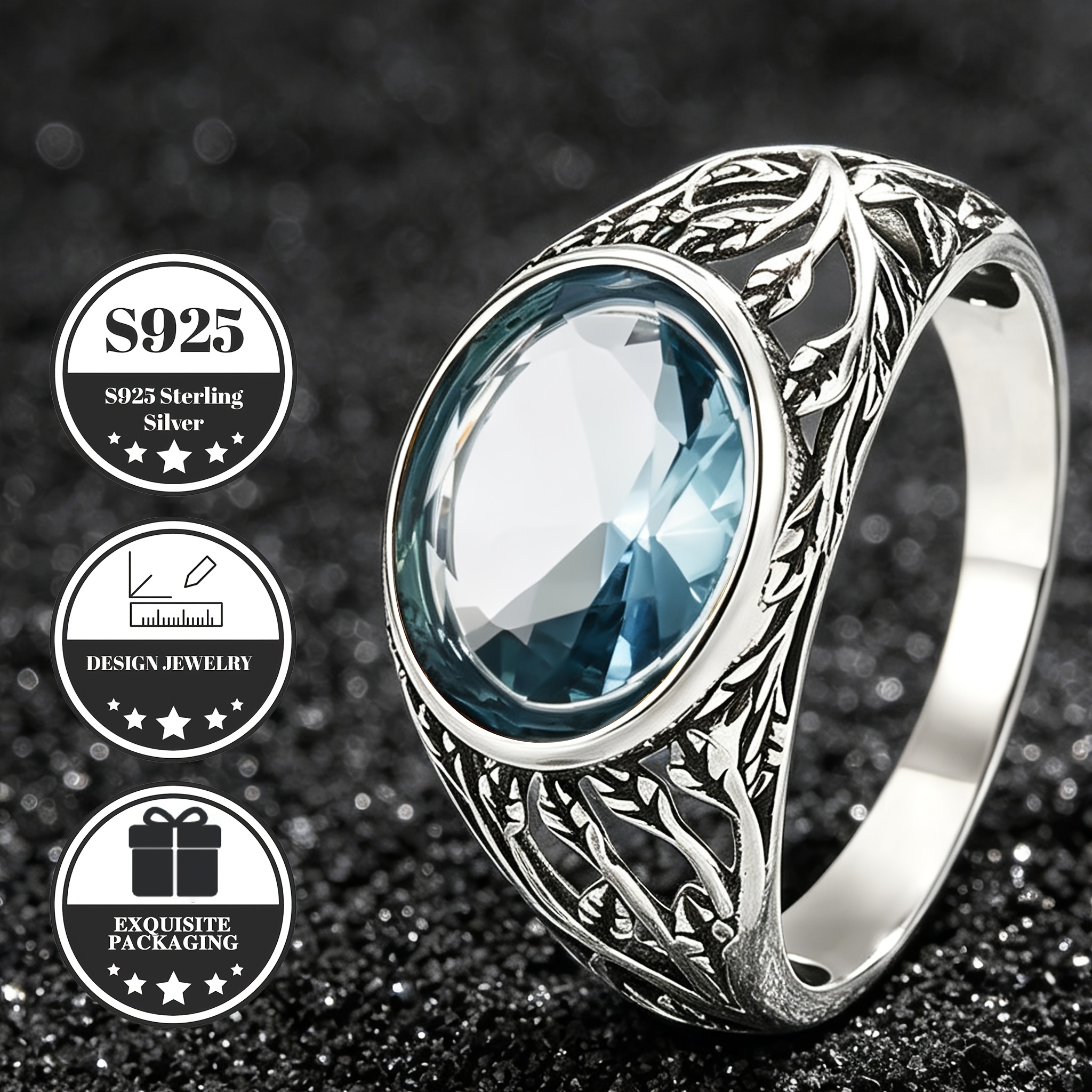 Image of S925 Sterling Silvery Tree Of Life Men's Closed Ring With Tree Of Life Inlaid With Multiple Styles Of Zircons Tree Of Life Tree Of Life Totem Suitable For Daily Party And Business Gifts For And