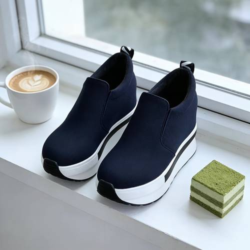 inside height increasing womens shoes thick soled shoes slip on lazy shoes wedge heel casual shoes slip shoes versatile commuter womens single shoes women shoes sneakers