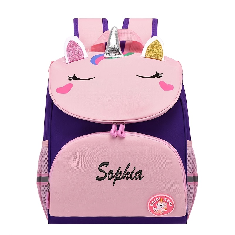 Image of Adorable Unicorn Dinosaur Double Shoulder Bag, Embroidered And More Text, Perfect For Daily , School, Travel Vacation, Outdoors, Beach, Essential For Back-to-, A Great Gift!