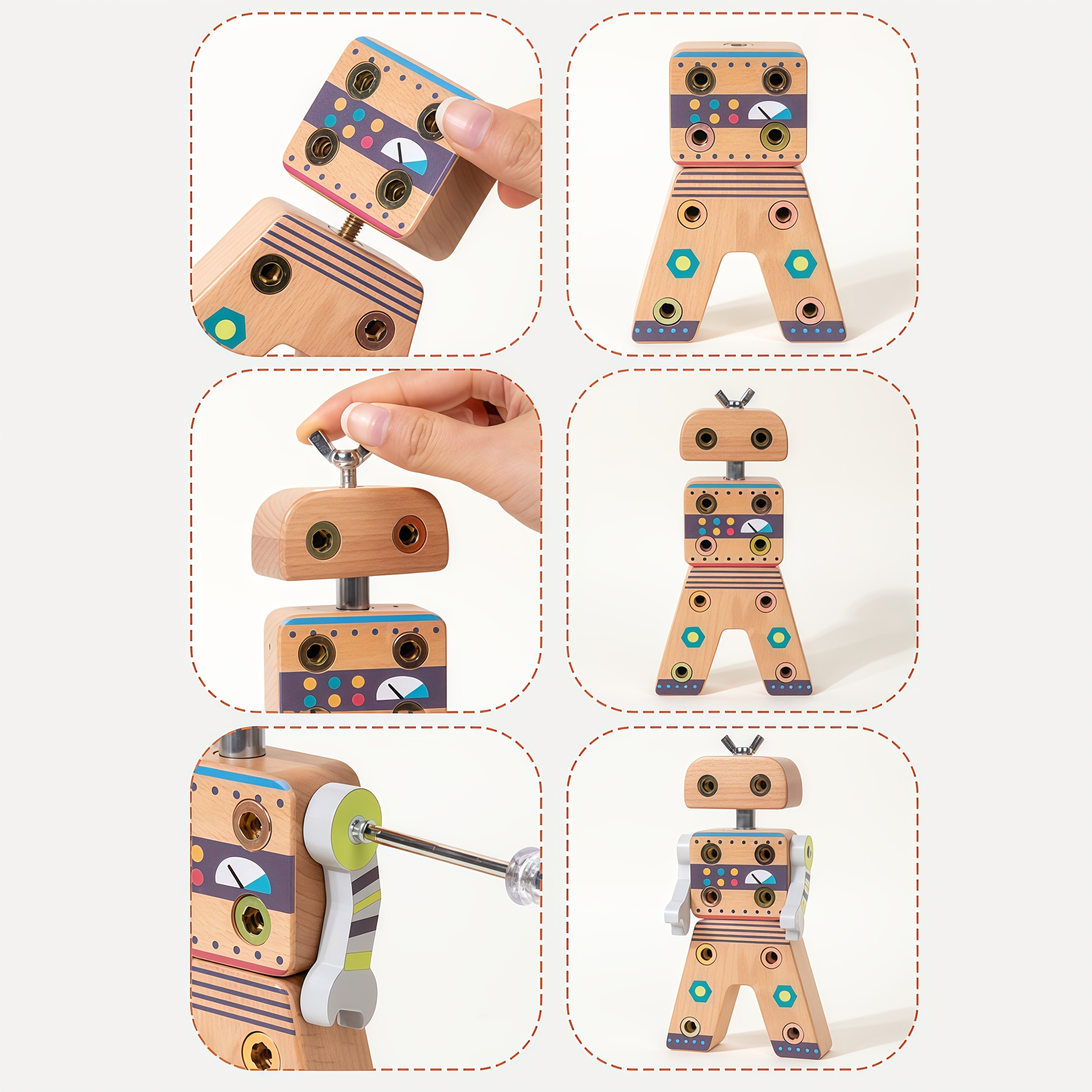 Wooden Screw Robot Assembly Toy for Kids