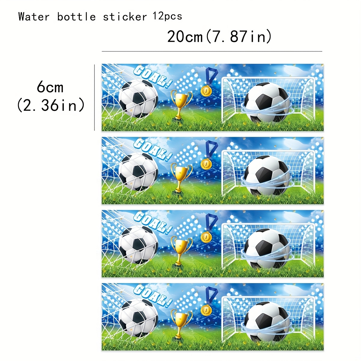 TEMU 12 Blue Football Water Bottle Labels, Sports-themed Decorative Water Bottle Labels, Water Bottle Packaging Sticker Labels, For Birthday Party
