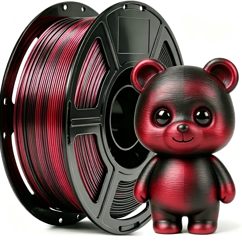 TEMU Black Red Pla Plus 3d Printer Filament 250g Spool 1.75mm Gloss Y Printing Wire