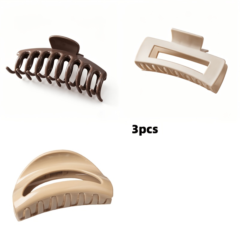 TEMU 3pcs Set With Multiple Color And Style Combinations From: 2 Materials + 1 Regular Material. Includes Soft-textured Shark Clip Hairpins And Basic