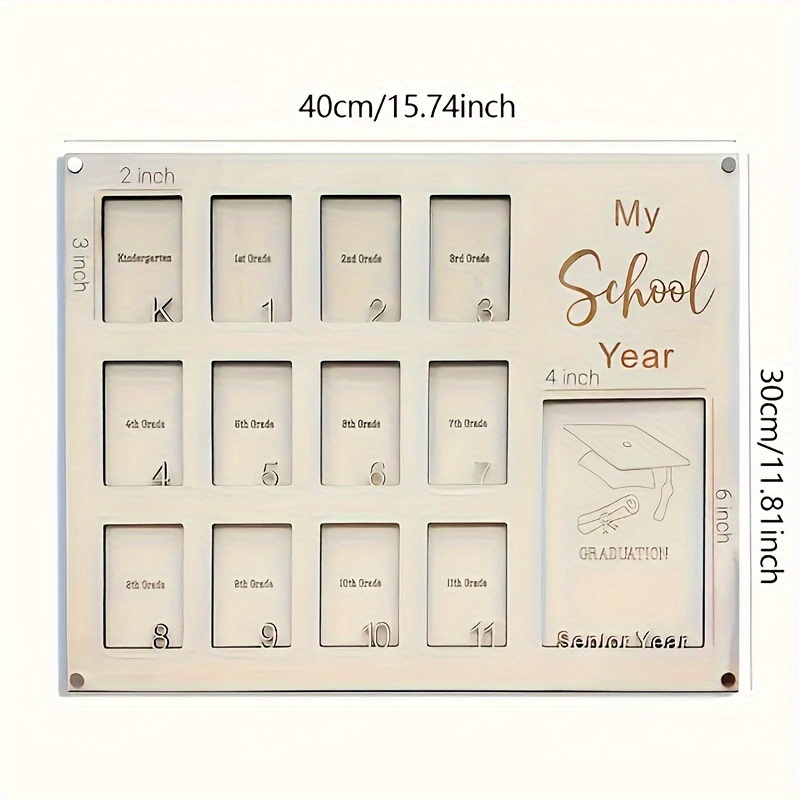 

1pc Wooden School Years Picture Frame, Contemporary Style Graduation Photo Collage Frame, Wall Hanging Memory Keepsake For Home Decor