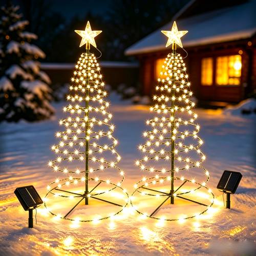poza articolului 1 buc/2 buc lumini solare de crăciun pentru brad, dimensiune 37in/93cm, 8 de solară pentru brad de crăciun, decor de crăciun pentru casă, grădinii de crăciun, alei, curte, ușă de intrare, gazon de cimitir, cadou de crăciun
