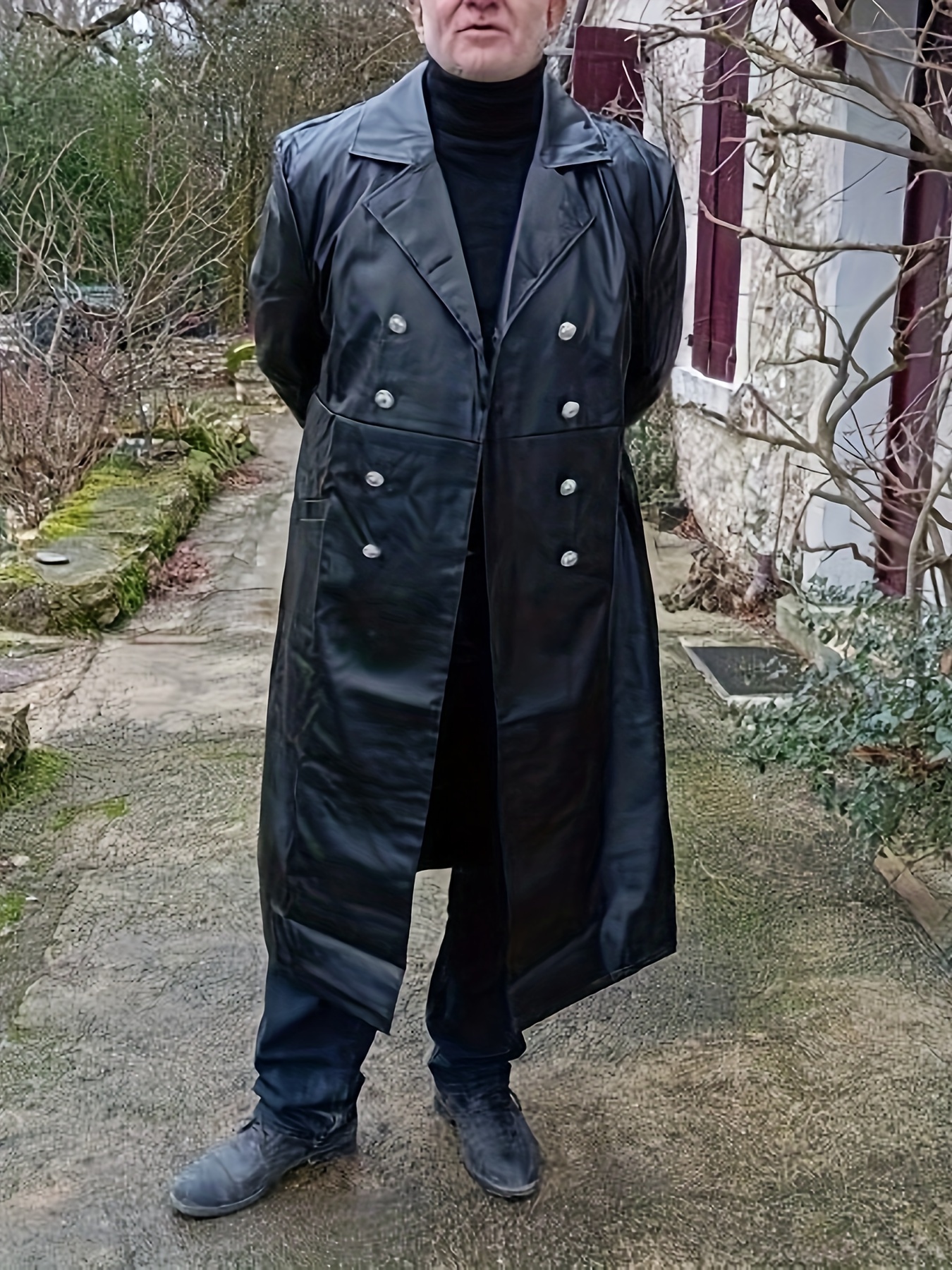 Plus Size *'* Trench Coat, PU Windbreaker Overcoat Jacket for Males, PLUS  SIZE