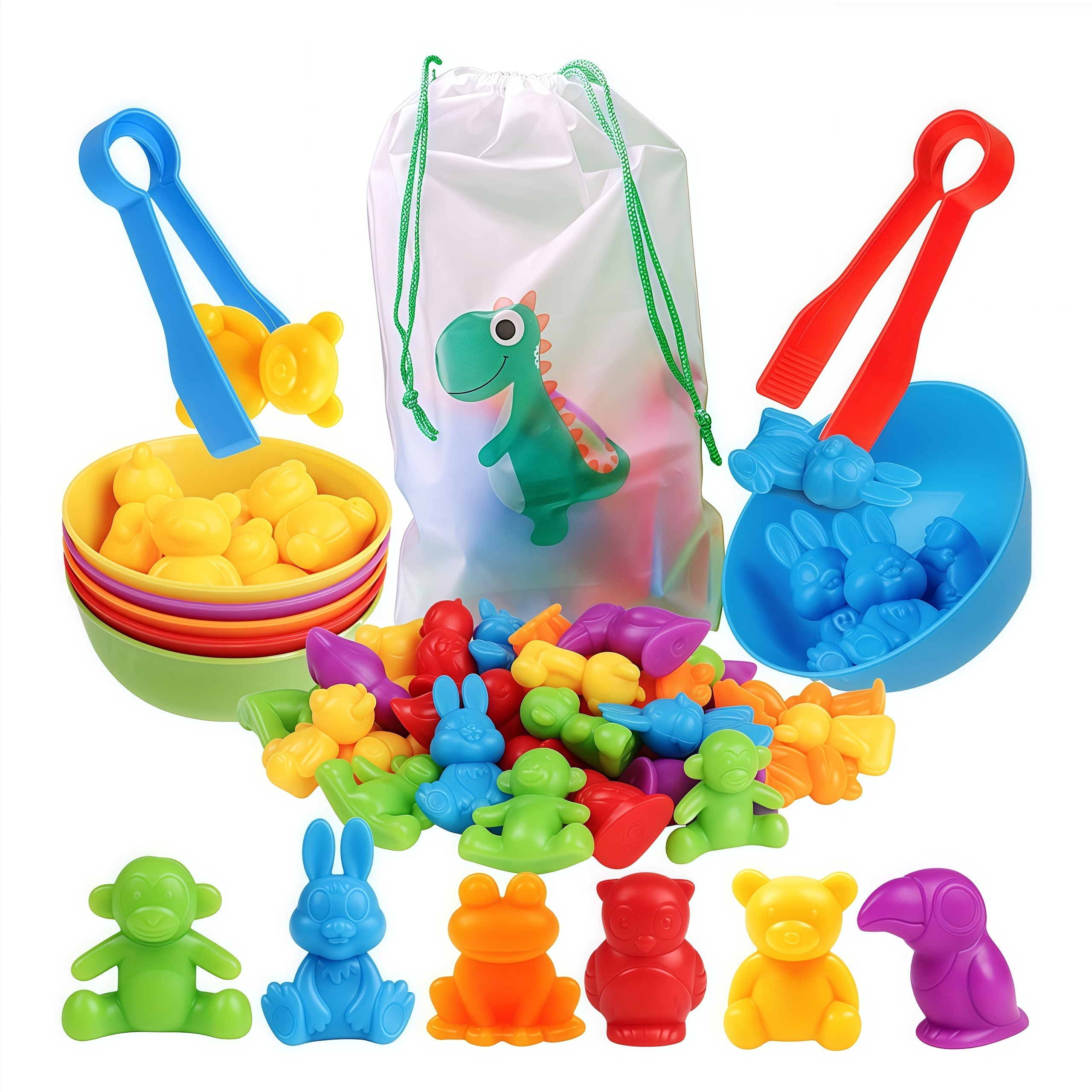 Image of Animal Number Matching Game & Sorting Toy With Bowls - Educational Math Learning Activity Suitable For 3+ Years, Sensory Motor Skills Development, Color & Counting Practice, Gift For And (ages 3+)