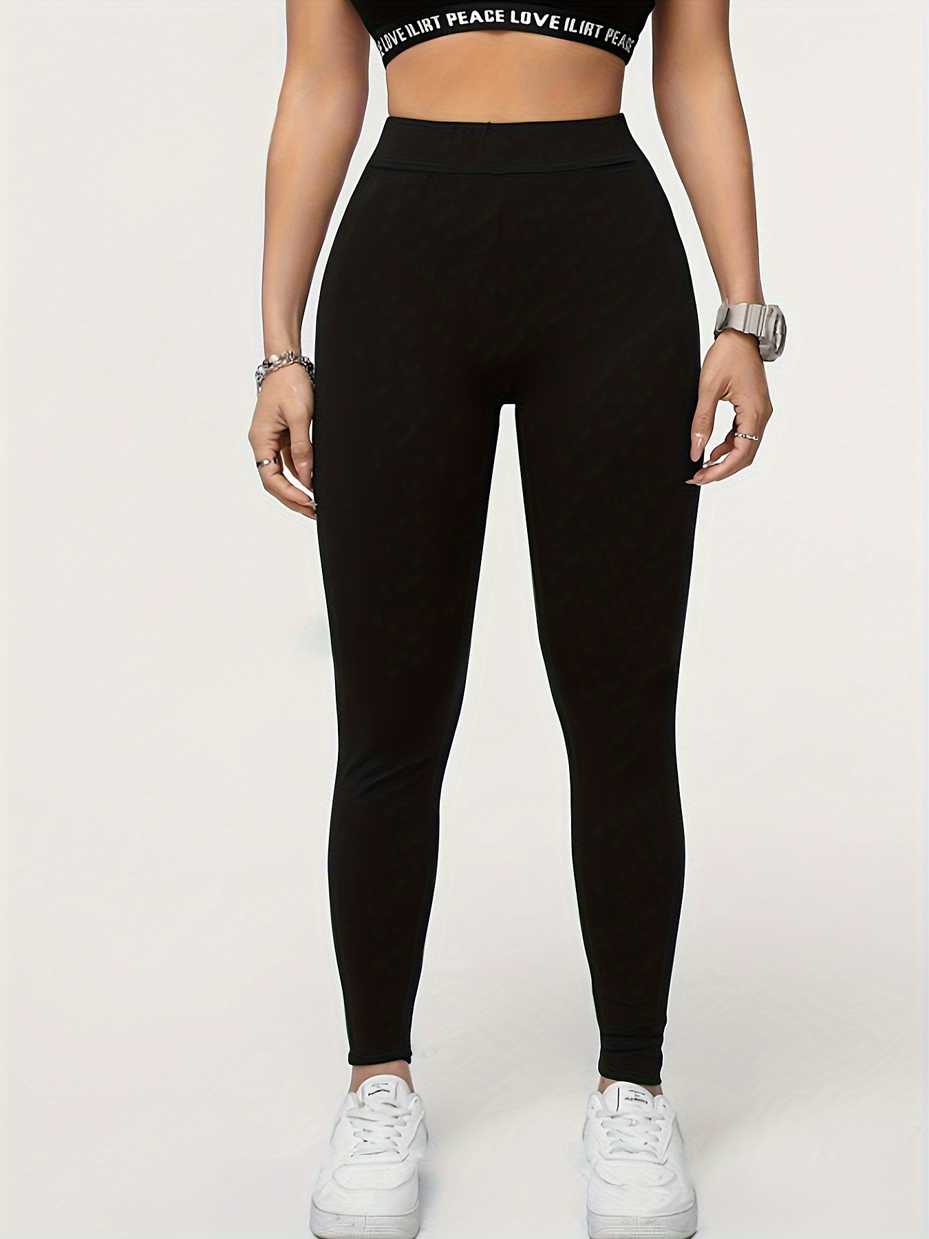 Women's Pure Black Casual Tight Bottoming Pants, Versatile Clothing|Sleek Leggings|Highwaisted Leggings