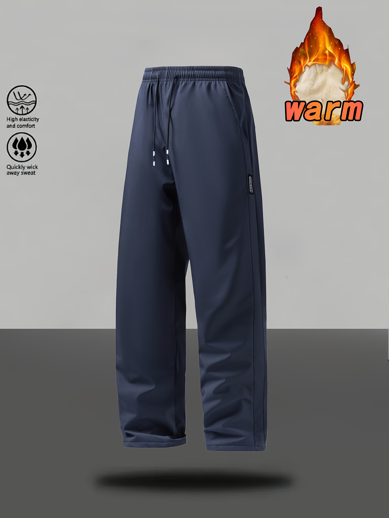 mens heavy duty thermal winter pants   weather skiing snowboarding cycling windproof insulated trousers with drawstring waist zipper pockets non stretch fabric for hiking running everyday   resistant ideal for   casual attire sporty design plush lined interior hiking trousers casual sportswear durable construction windproof trousers outdoor   thick dark blue 0
