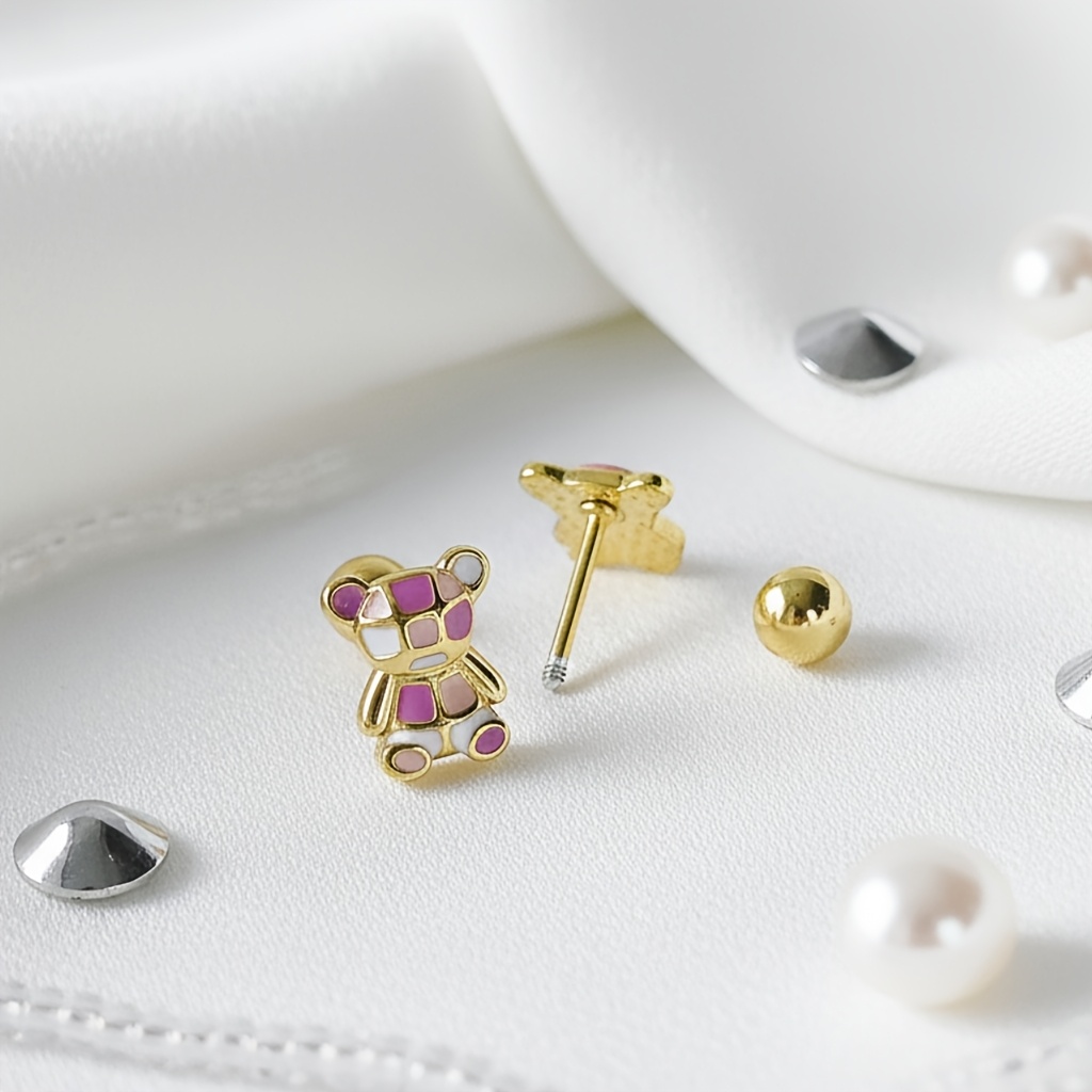 Women's Colorful Bear Enamel Earrings, Fun & Playful