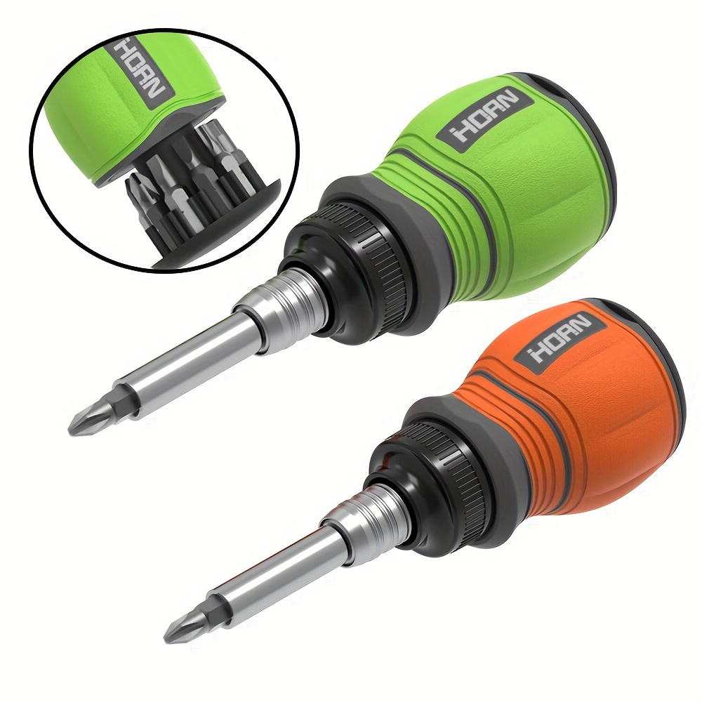horn 11 in 1 multi function magnetic screwdriver set chrome vanadium steel rust resistant retractable with non   flat phillips hex head styles for home office indoor use orange green Product details 8