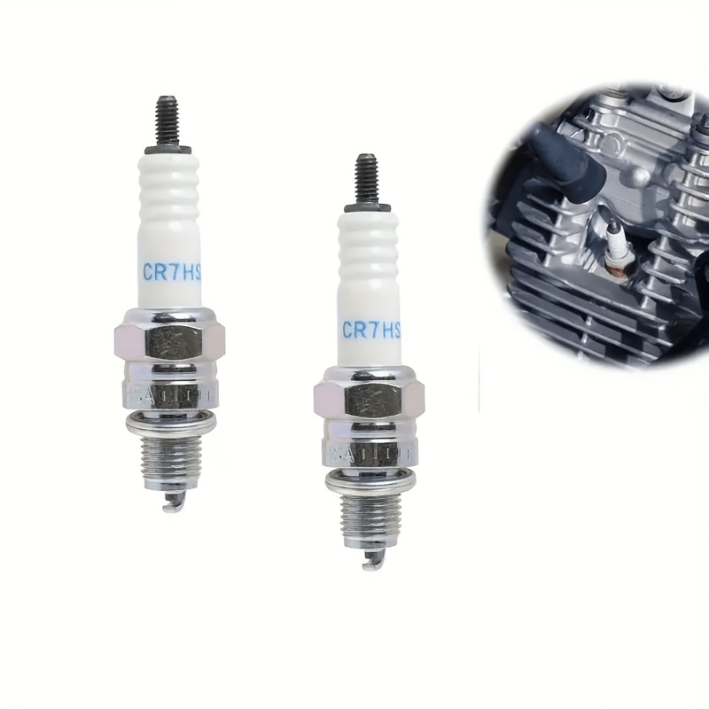 TEMU 2pcs High-performance Motorcycle Spark Plugs , With Ignition Suppression, Universal Fit For Motorcycle Engines - And Reliability