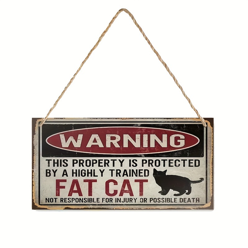 

1pc Funny Wall Decor - Vintage Wooden Sign, Spooky 'fat Cat On Duty' For Home/bar/home/kitchen/outdoor/office Festival Decoration Crafts 3.9*7.8inch