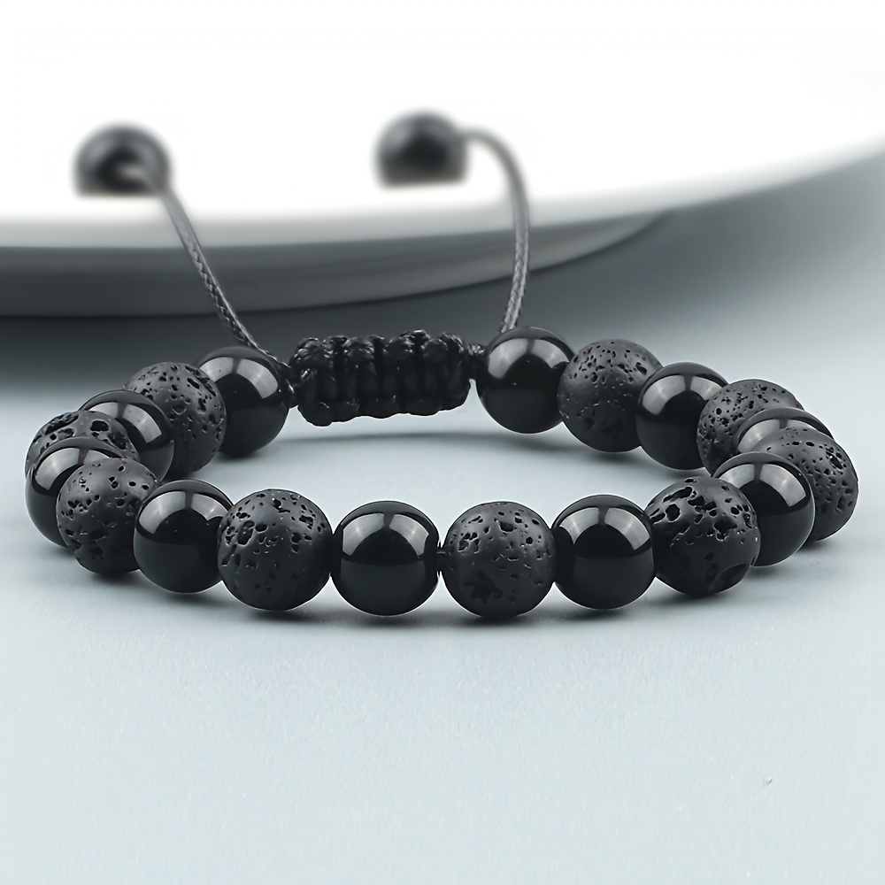 1pc Of Mixed Color Stone Bracelet Handmade 8mm Smooth Round Bead Bracelet Praying For Peace And Jewelry