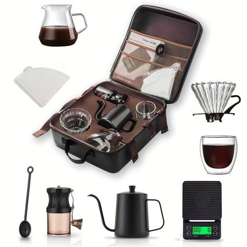 v60 pour over coffee maker set with carry case black 600m