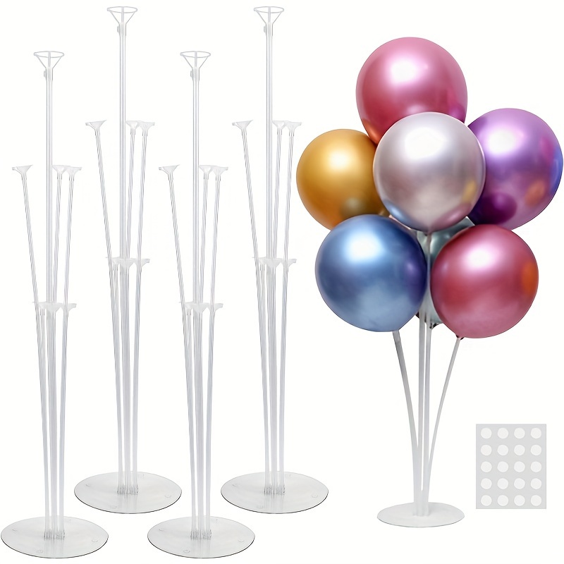 

4 Sets Premium Balloon Stand Kit - Durable Stand & Adjustable Pole For Secure Centerpieces - Perfect For Festive Events, Weddings, Anniversaries, Mothers Day, Birthday Parties - Stylish Decor Supplies