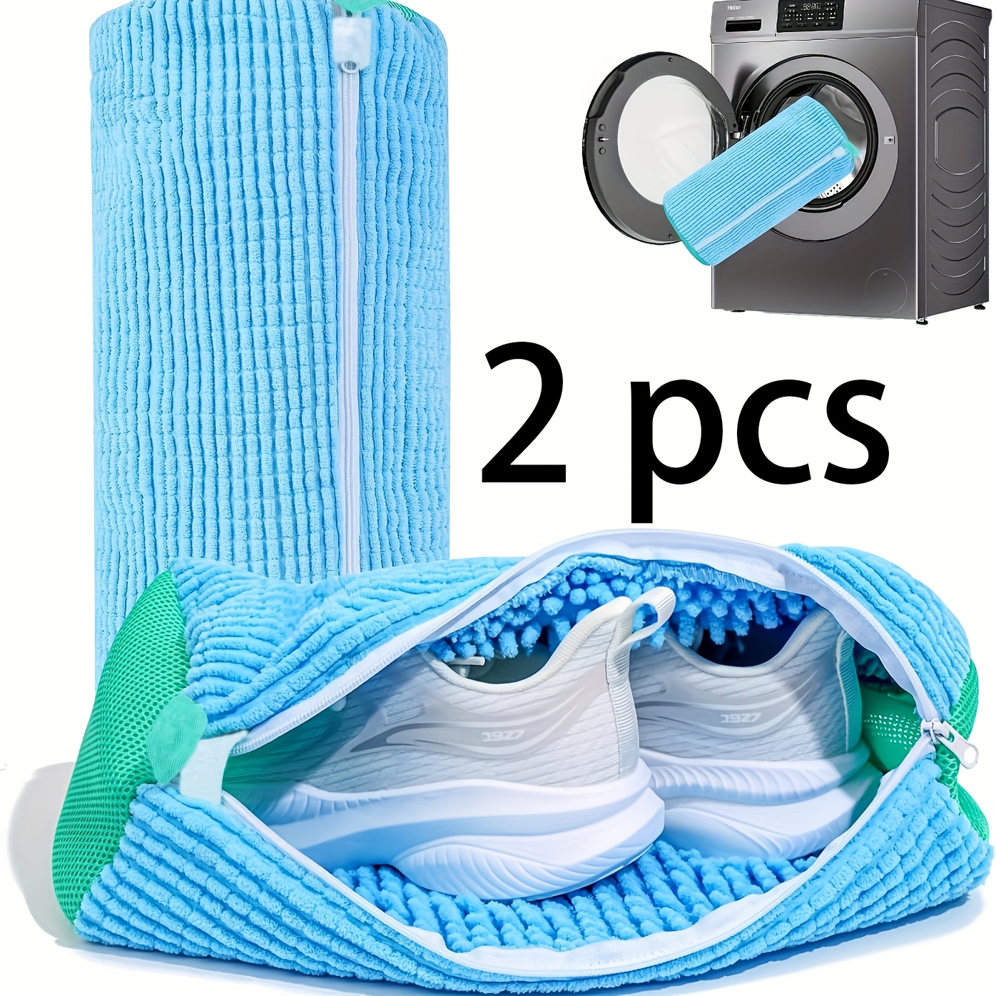 2pcs washer and dryer shoe bags reusable shoe cleaning bags for sneakers and tennis shoes   cleaning kit with dustproof features blue