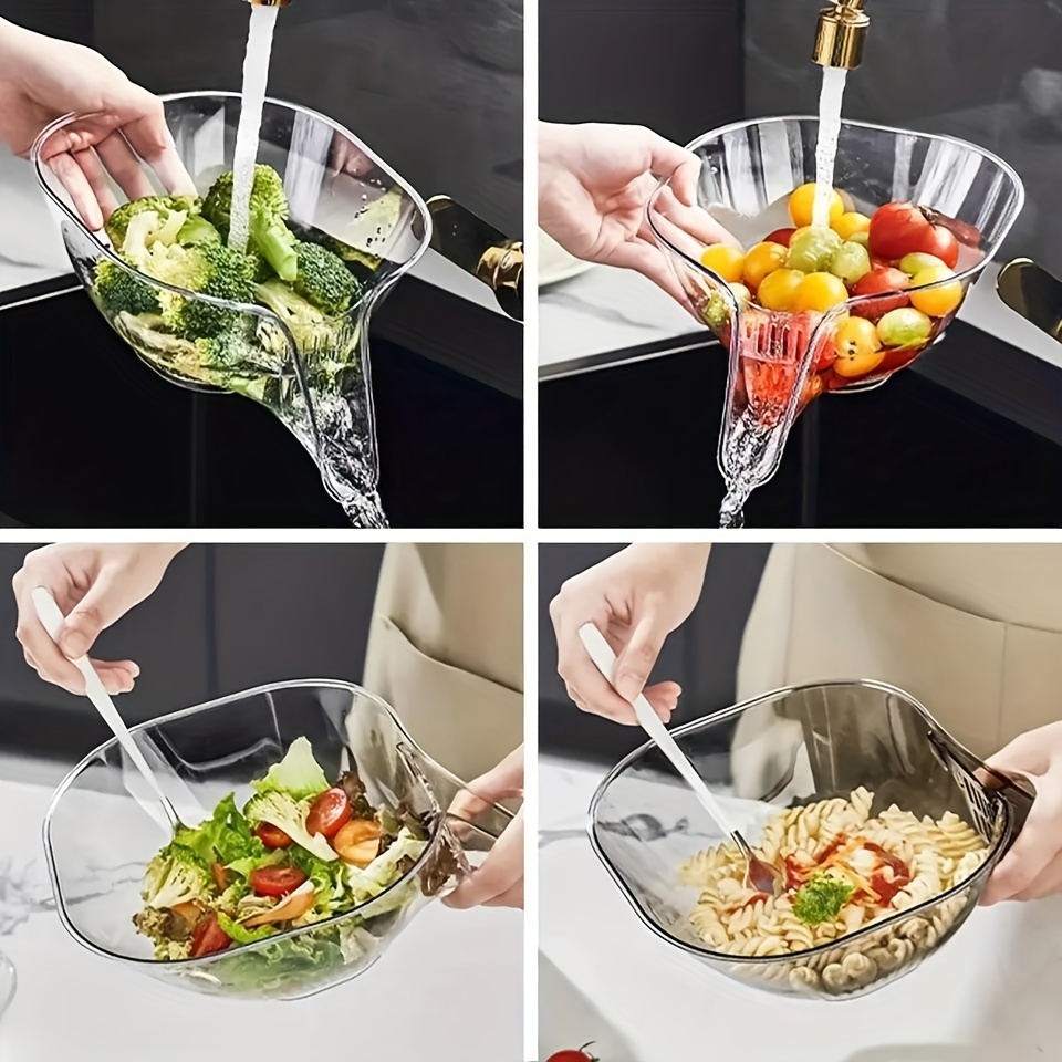 

Multifunction Drain Basket Kitchen Washing Fruit Vegetables-hollow Storage Basinefficient 2-in- Colander: Draining Bowl With Funnel For Fruits, Vegetables, Pasta, Salads - Space-saving, Design