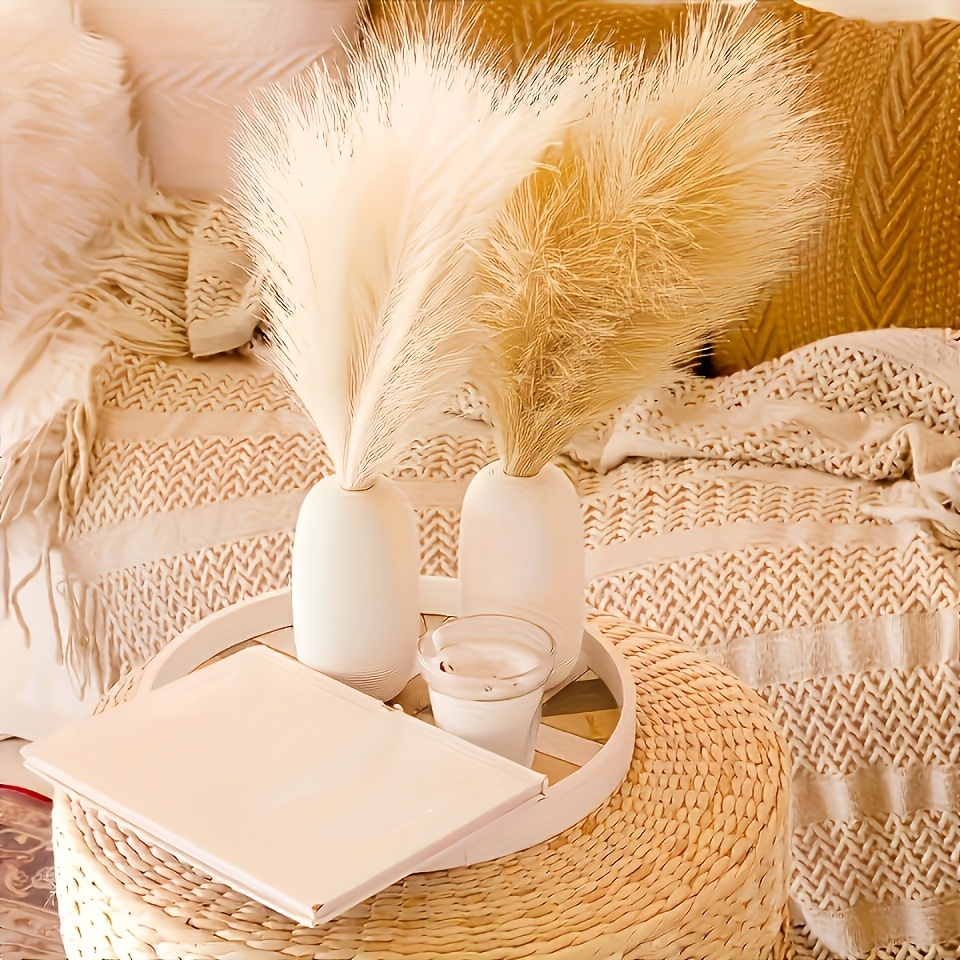 

5pcs 19'' Polyester Fiber Faux Pampas Grass For Home, Wedding, Office Decor - Premium Oxidation-resistant Simulation