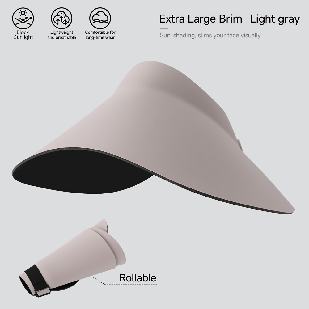TEMU 1 Chapeau de soleil d'été pour femmes, Chapeau de soleil pliable à large bord confortable, Chapeau de soleil polyvalent et tendance pour l'été /