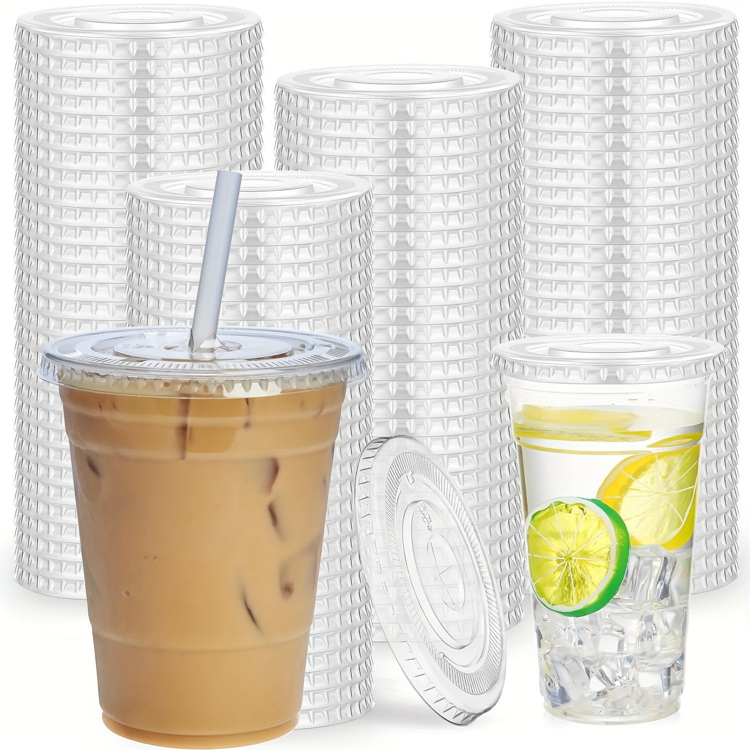 50/10Packs 16Oz Disposable Cold Cups with Lids, 16 Ounce Large Clear Cups  with Flat Lids with Holes for Smoothie, Milkshake, Bubble Tea, Parfait,  Weddings And Outdoor Camping Graduation Party Birthday