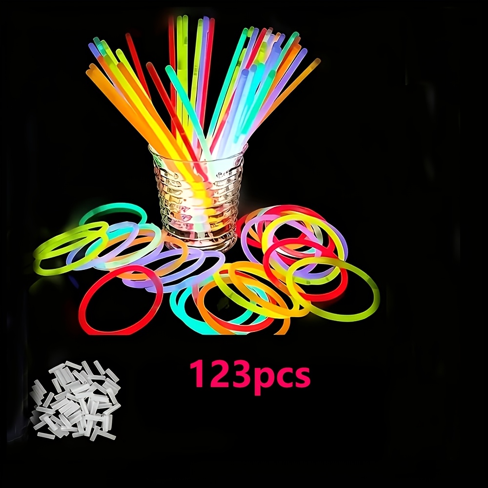 123pcs Glow Stick Mixed Set, Neon Luminous Sticks, Fluorescent Sticks Party Supplies Set, Glowing Signs And Wristbands, Suitable For Weddings, Birthday Parties, Christmas Holiday Parties, Halloween