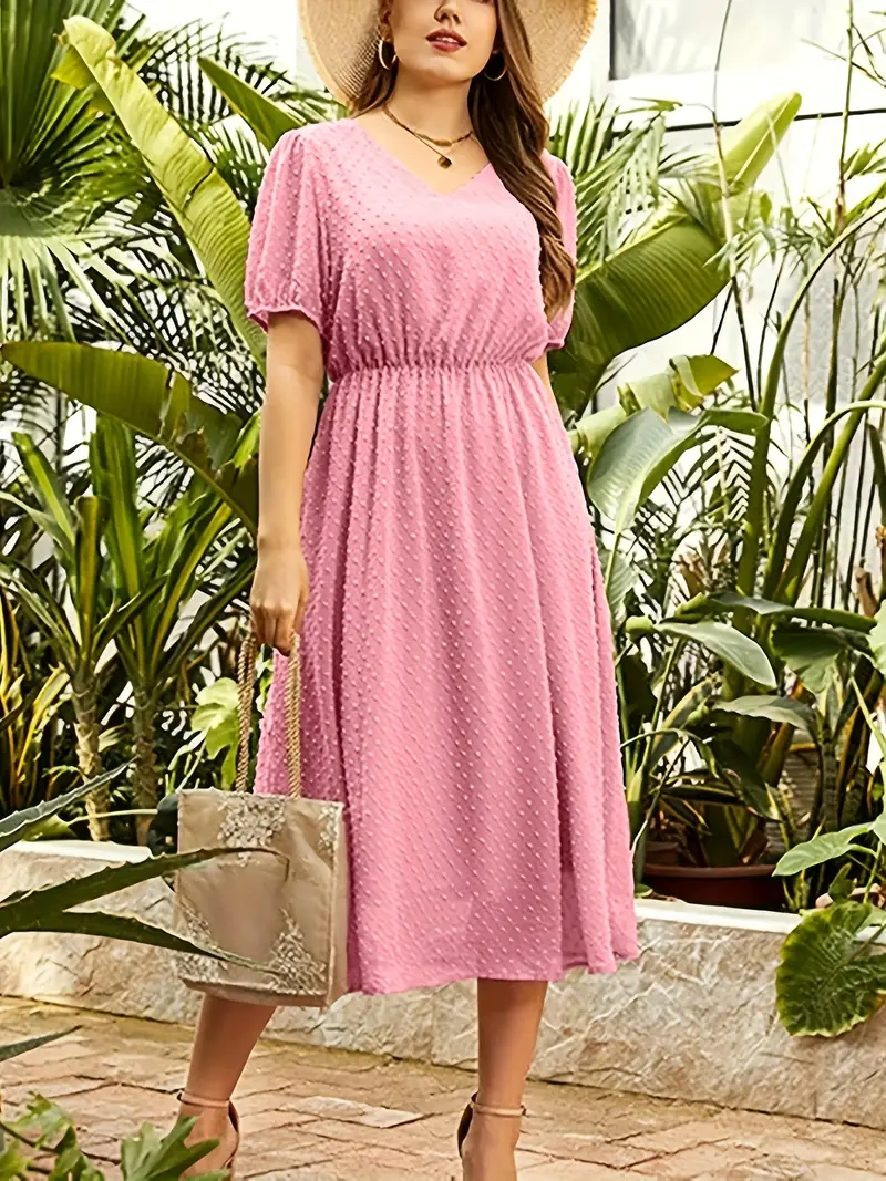 womens dot v neck high waisted a line midi dress - Temu Brazil womens dot v neck high waisted a line midi dress - Temu Brazil