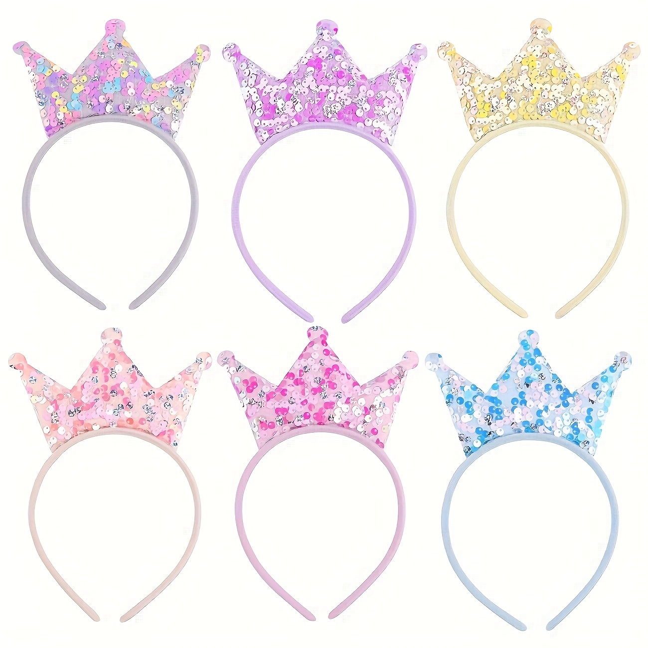 6er Set Pailletten Stirnbänder Für Mädchen | Glitzer Haarreifen Mit Perlen – Rutschfeste, Elastische Haarbänder In 6 Farben Für Party, Alltag & Cosplay