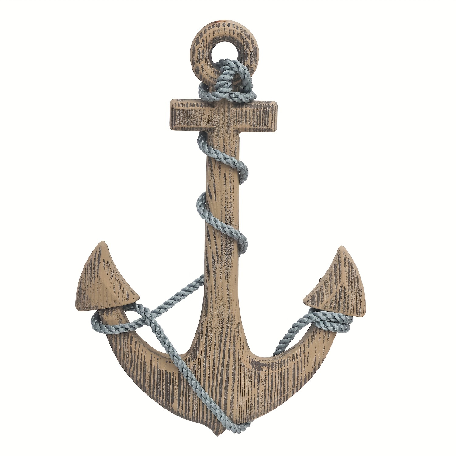 TEMU Navigation Theme, Wooden Boat Anchor, Decorative Home Wall Decoration, Light Brown