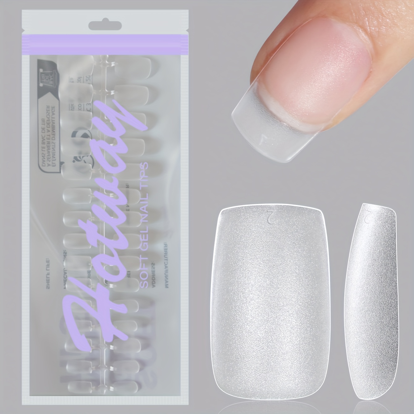 

Hotway 120pcs Short Square Frosted Acrylic Nail Tips Set, Matte White - Diy & Salon Press-on