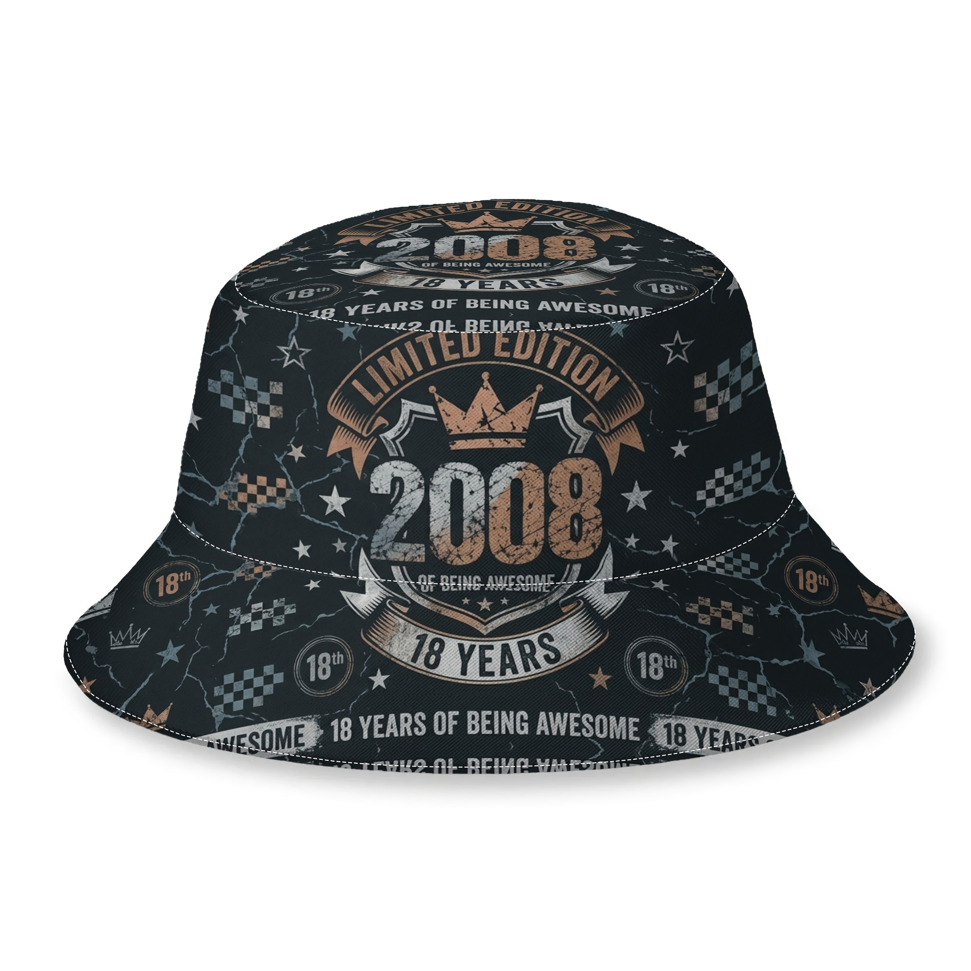TEMU 1pc Bucket Hat 18th Birthday Vintage Gift 2d Flat Printing Hats Men Women Unisex Bucket Hat