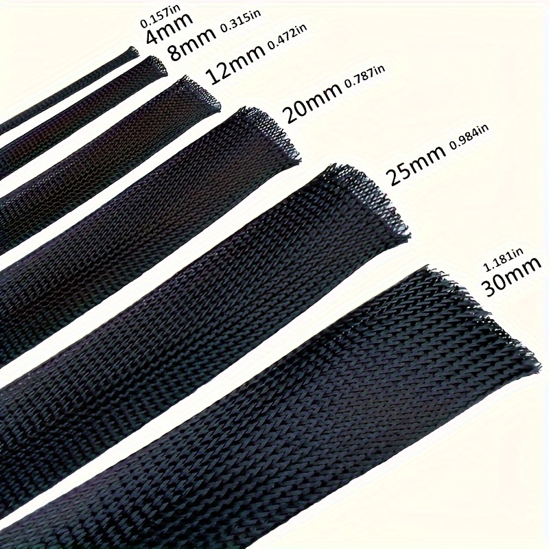 10 Meters Length Black Insulated Braid Sleeving 2/4/6/8/10/12/16/20/25/30/35mm Tight PET Wire Cable Protection Expandable Cable Sleeve Wire Gland
