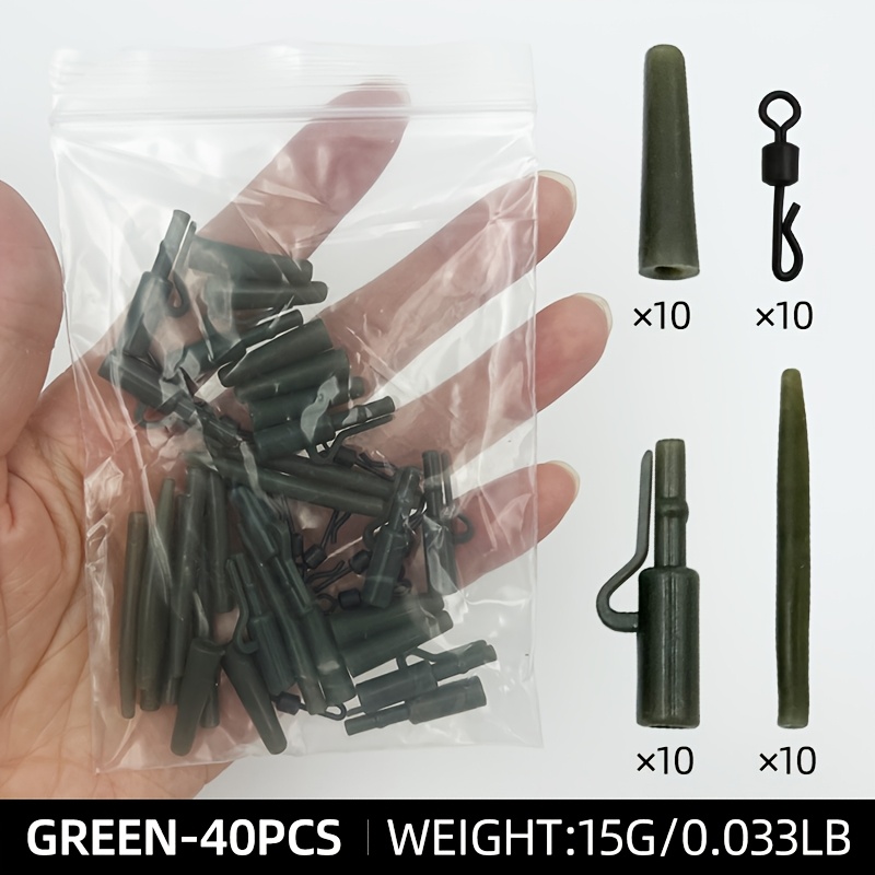 Image of 40pcs Carp Fishing Lead Clips Tail Rubber Tube Anti Sleeve Quick Change Swivels For Hair Rigs Carp Fishing Terminal Tackle