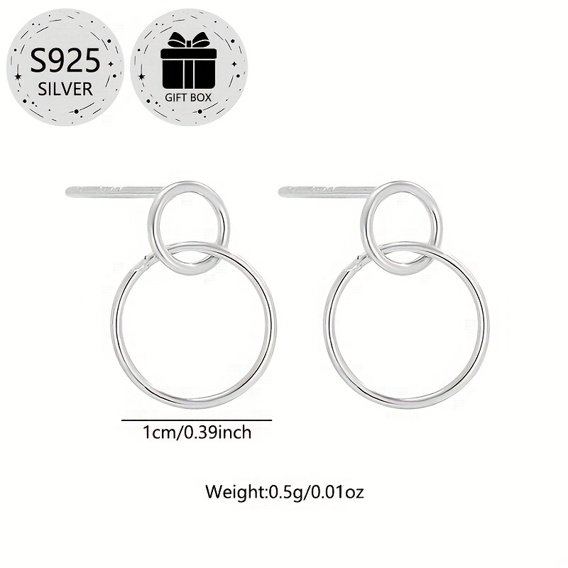 2pcs Geometric Circle Earrings 925 Silver 0.5g