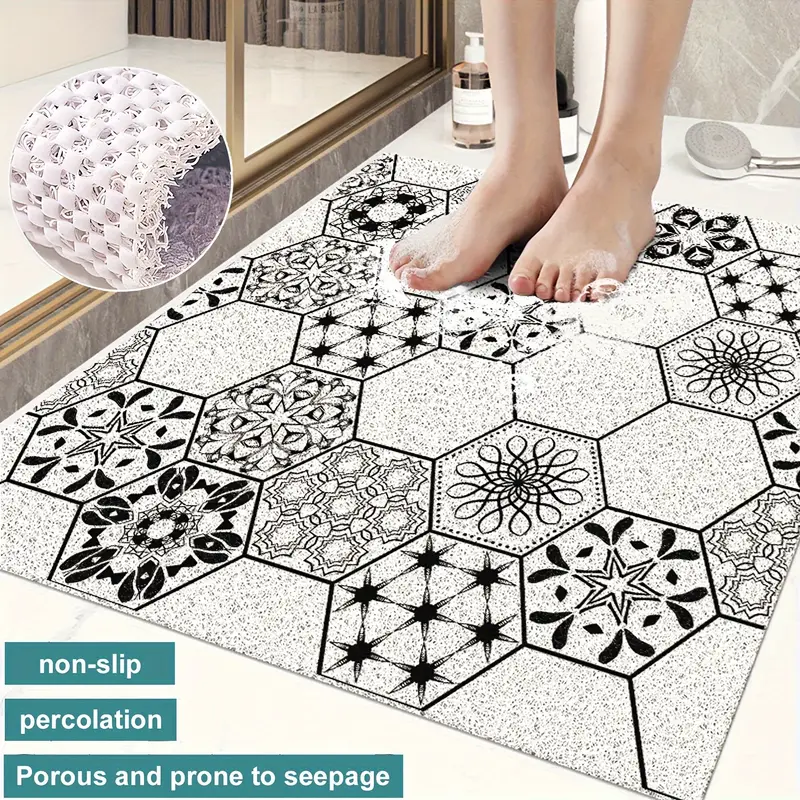 1pc non slip shower mat with drainage holes soft comfortable pvc loofah massage bath mat quick for bathroom bathroom accessory non slippery surface shower mat for bathroo Product details 2