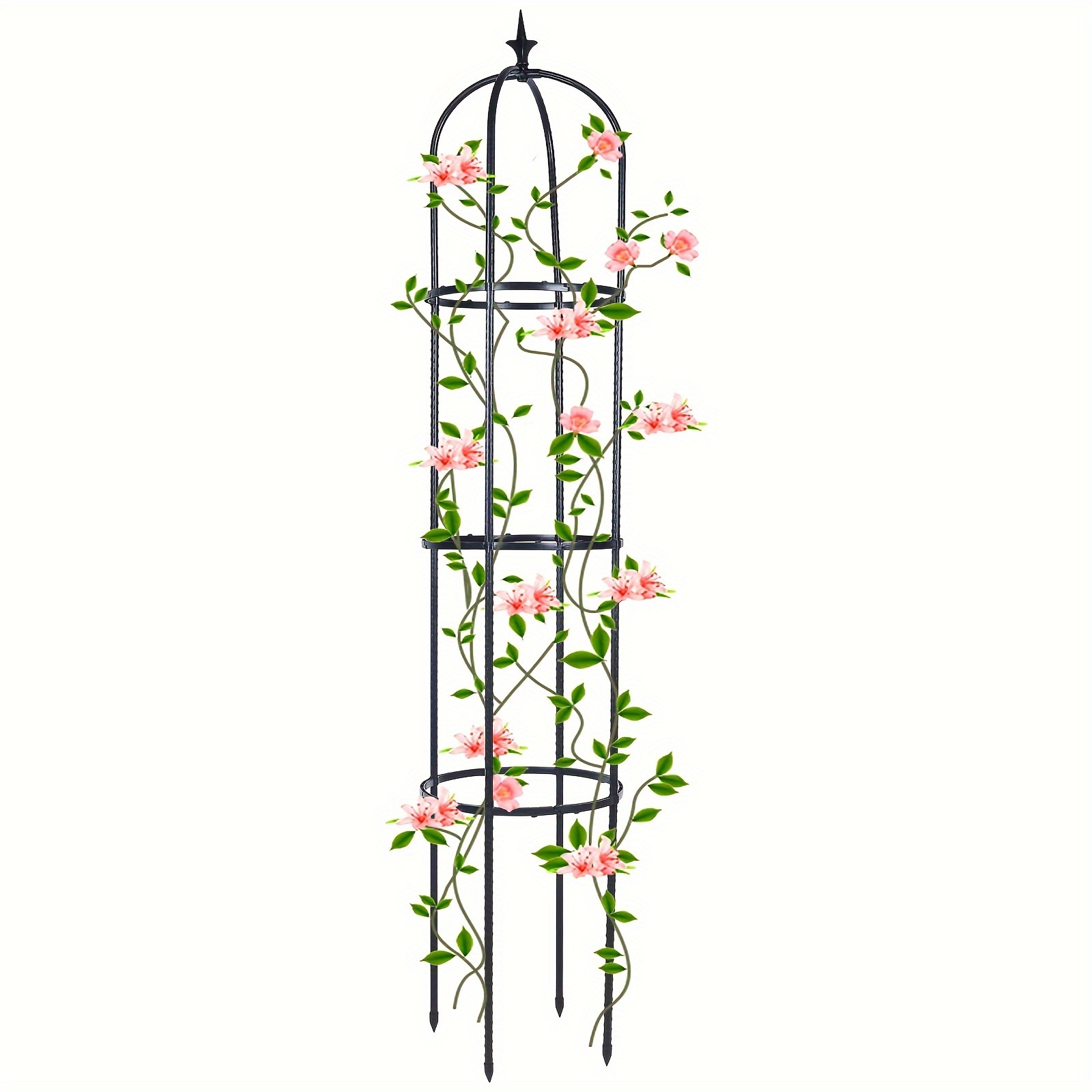 

Tall Garden Obelisk Trellis, Black, Metal + Pe Plastic Coating, 1 Pack - Climbing Plants Support For Outdoor Indoor, Potted Plants, Tomato, Rose