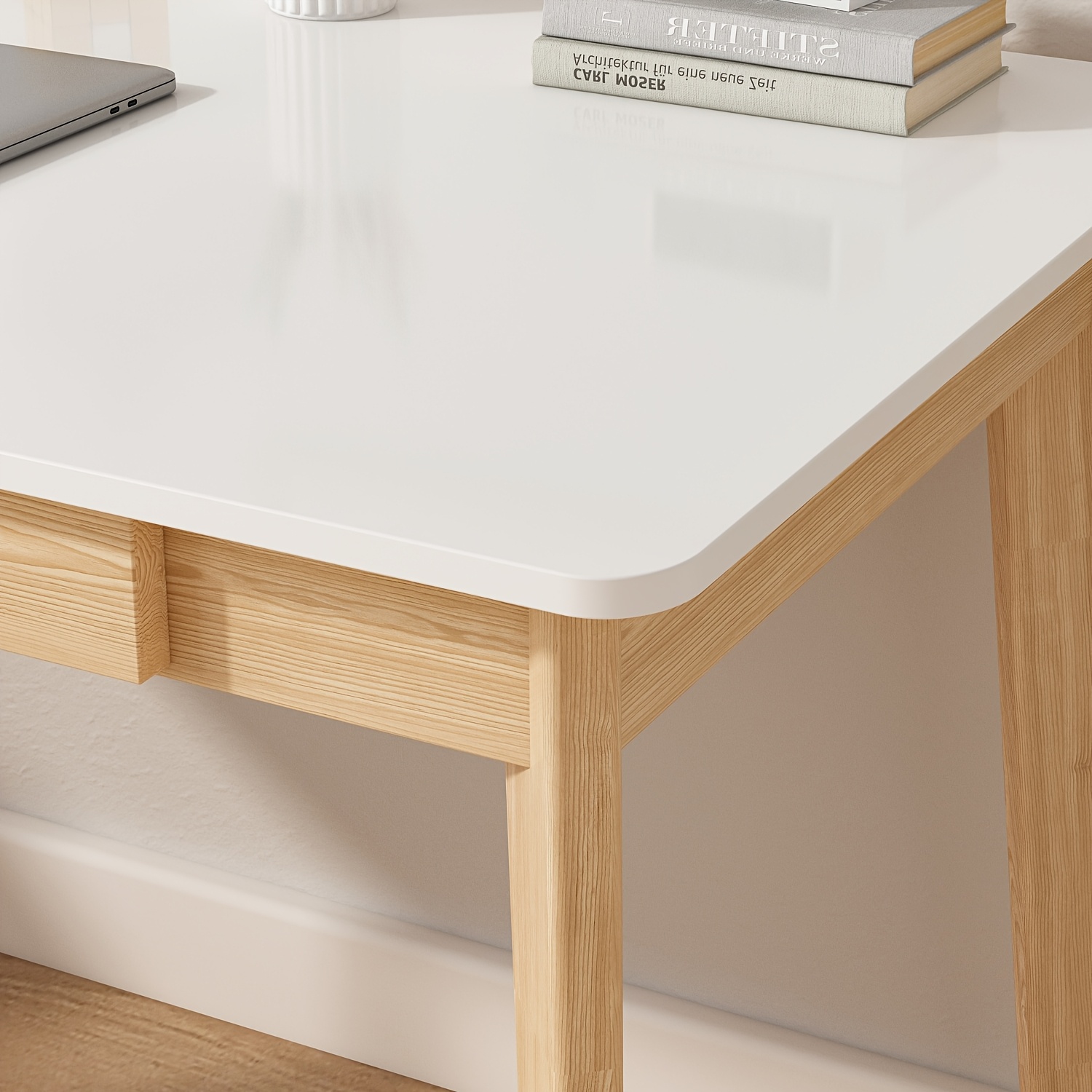 Modern Office Desk Computer Desk Writing Wood Desk Study Work Desk, With 2 Drawer, Suitable For Study Or Office, Equipped With Two Drawers And Four Legs, Easy To Assemble, Minimalist Design