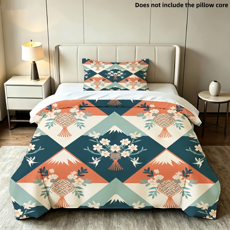 quilt   use bedding single bed   soft and comfortable 2d flat cherry   chinese knot swallow triangular mountain shaped 2d flat