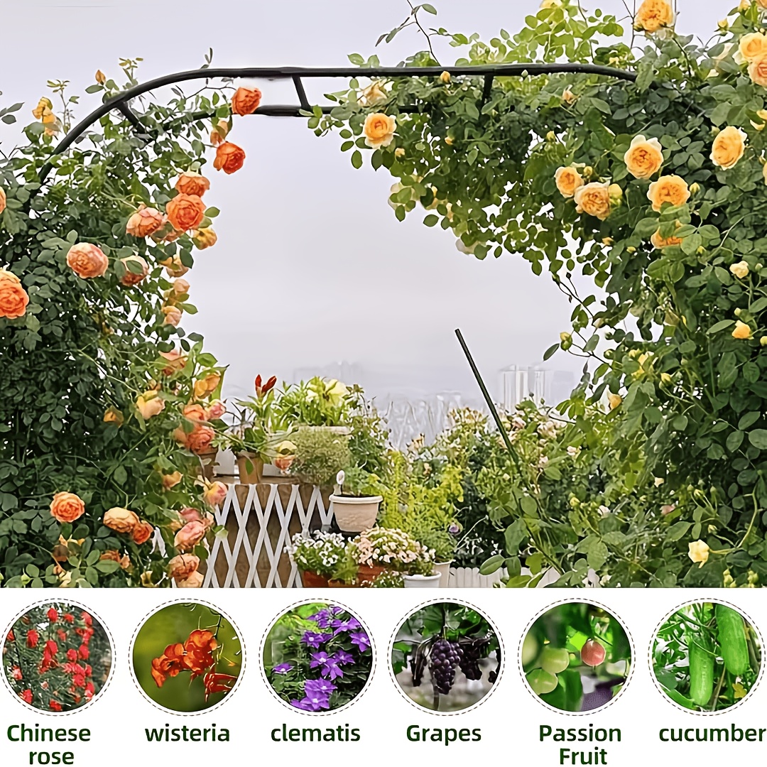 TEMU Black Metal Garden Arch With Heavy Duty , Support Brackets, Industrial Hardware & Hooks, Ideal For Climbing Plants, Roses, Vegetables & Balloon