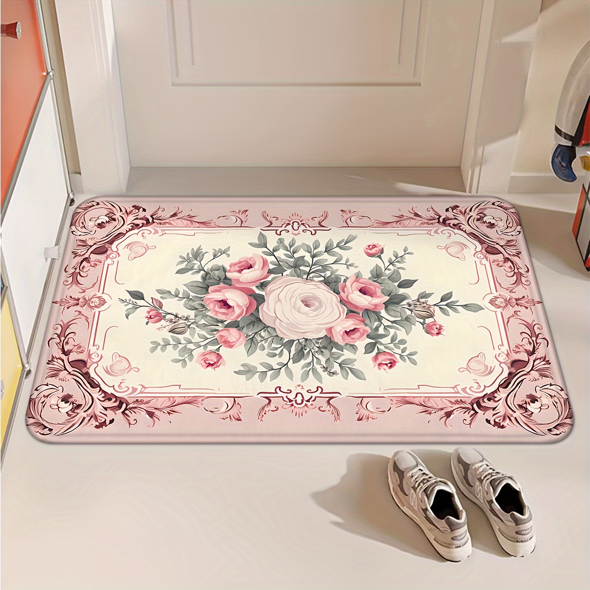 valentines day floral non   mat soft thick oil water resistant machine washable for entrance bathroom living room laundry home decor details 1