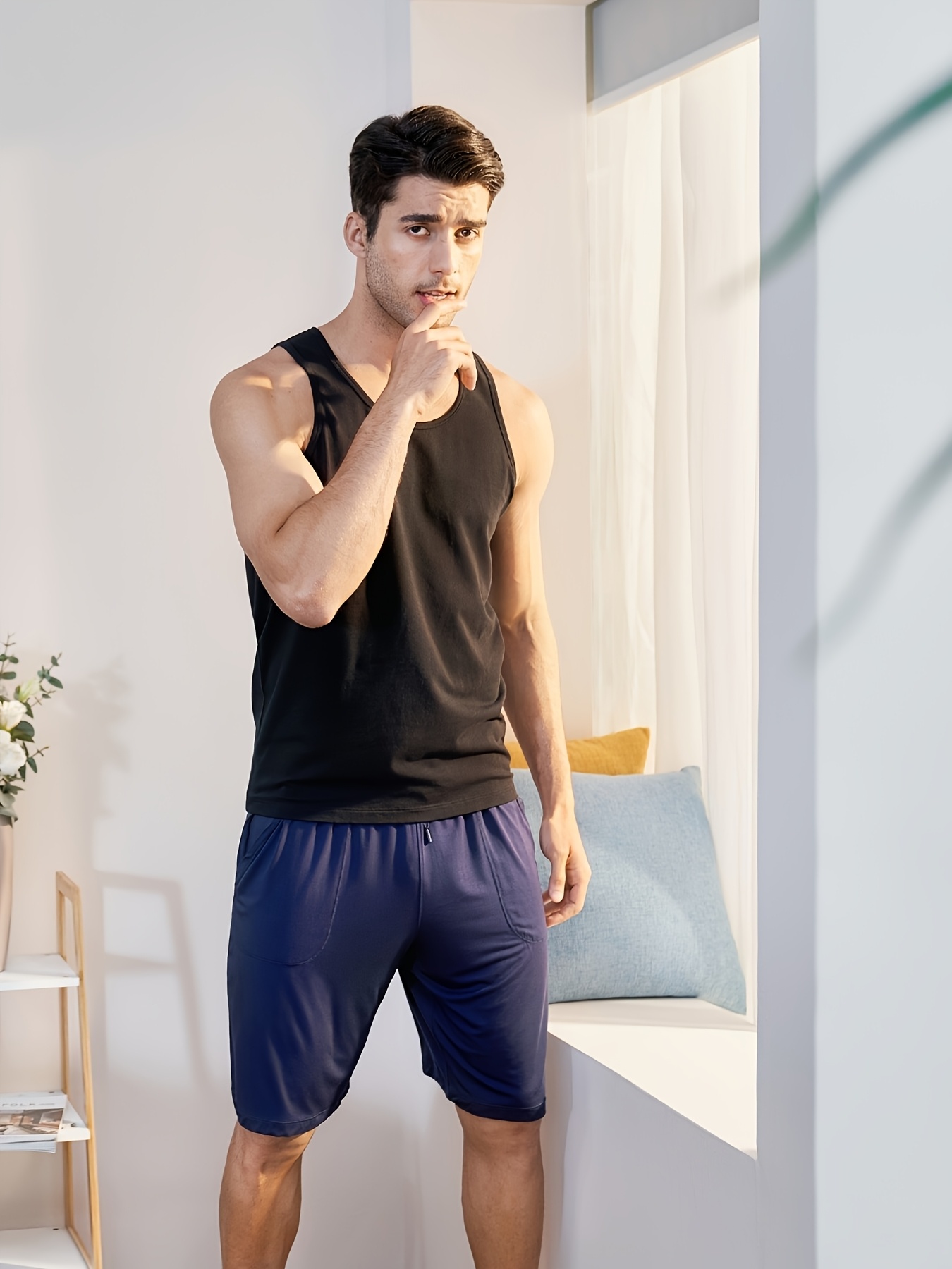 Pyjama Shorts Men NACHILA Men's Pack Soft Bamboo Rayon Sleep