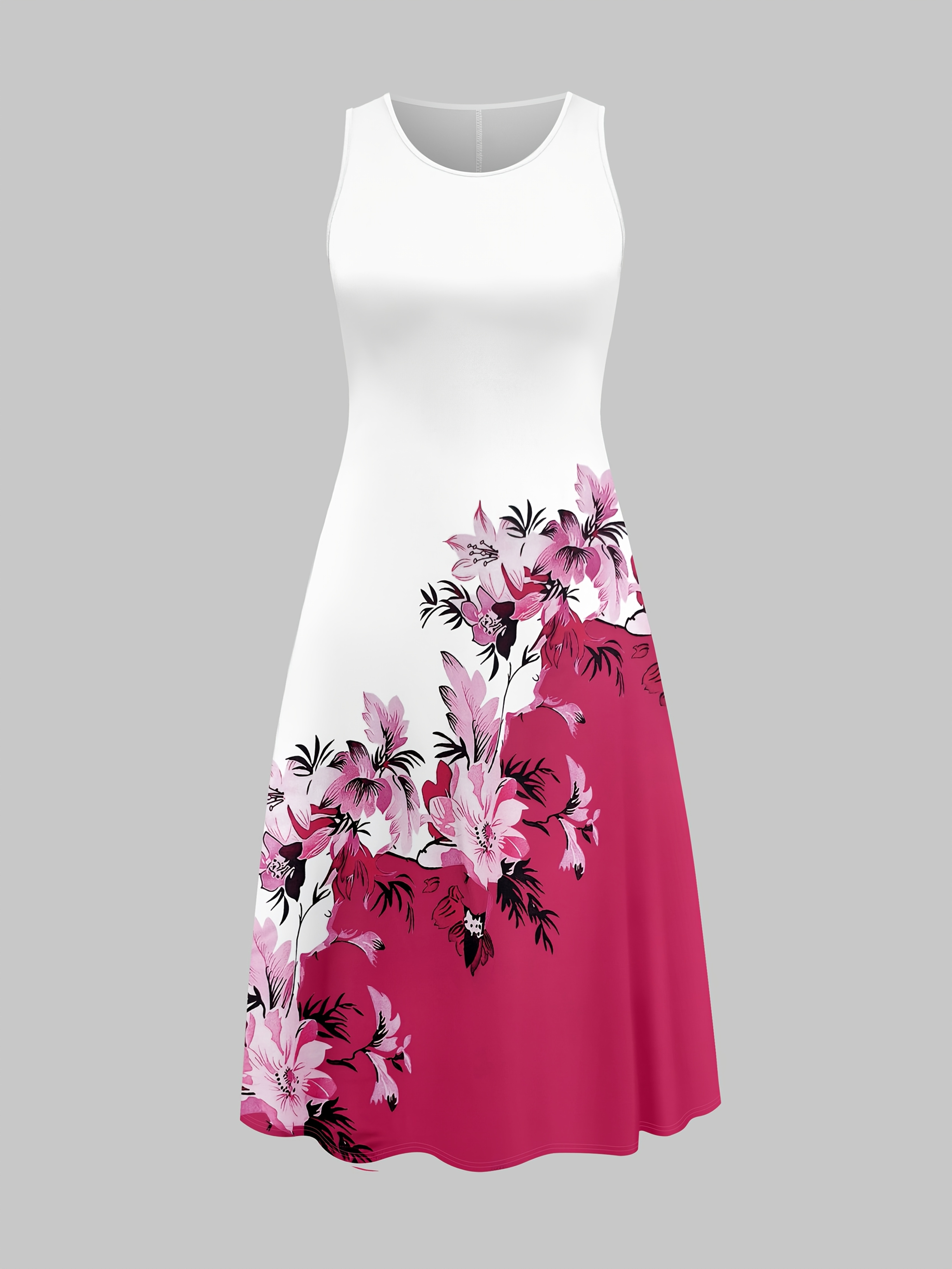 Fashion Women's solid color small cardigan and floral print patchwork dress two-piece set