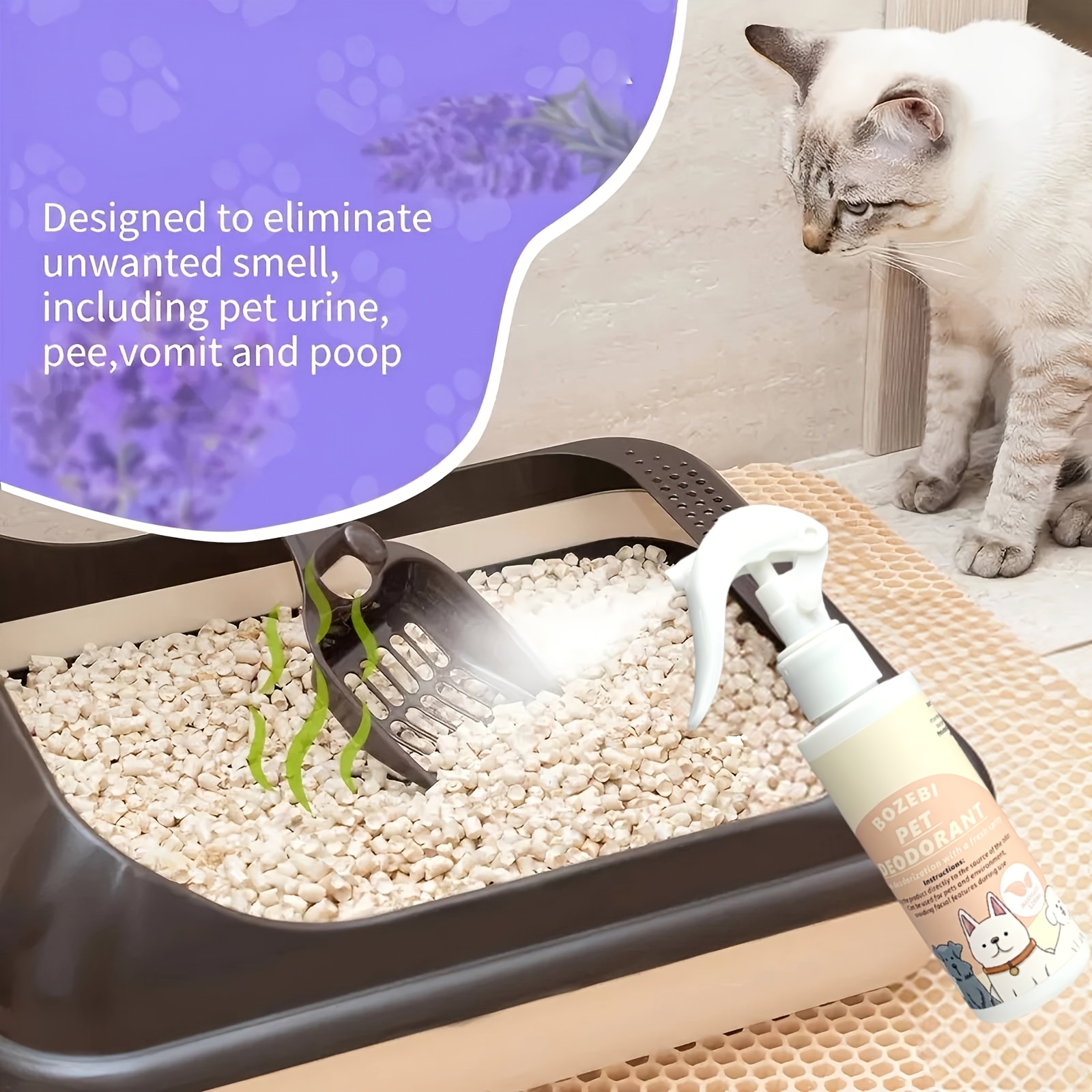 TEMU 1pc Bozebi Pet Deodorizer Spray, | Indoor Odor Eliminator For Cats And Dogs, Urine Odor Removal, , Gentle And Long-lasting, Suitable For Breeds,