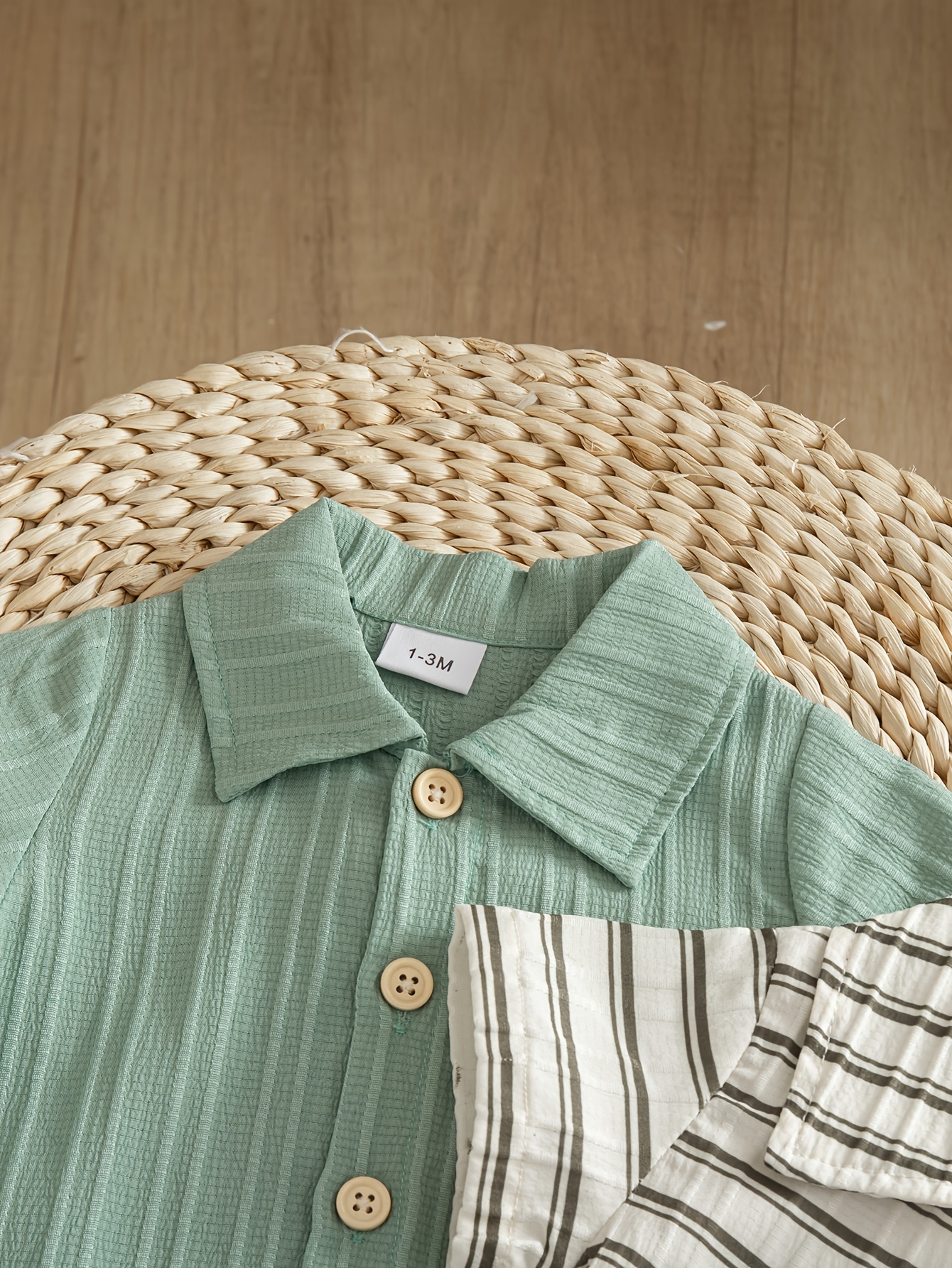 Baby boy striped shirt button detail
