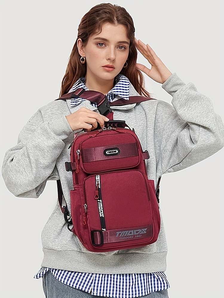 unisex chest backpack large capacity convertible crossbody handheld waist pack with multiple compartments padded shoulder straps waist clip for outdoor hiking gym travel durable casual outdoor bag 18 colors backpack for travel hiking essentials stylish outdoor gear secure zipper closure details 34